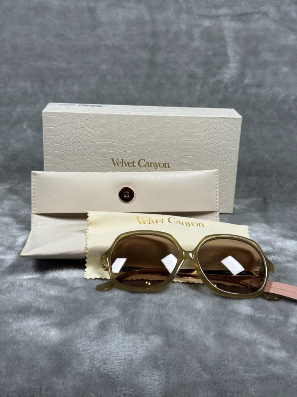 Velvet Canyon Lucky Sevens Olive Sunglasses With Case & Cloth - 100% Acetate Fra